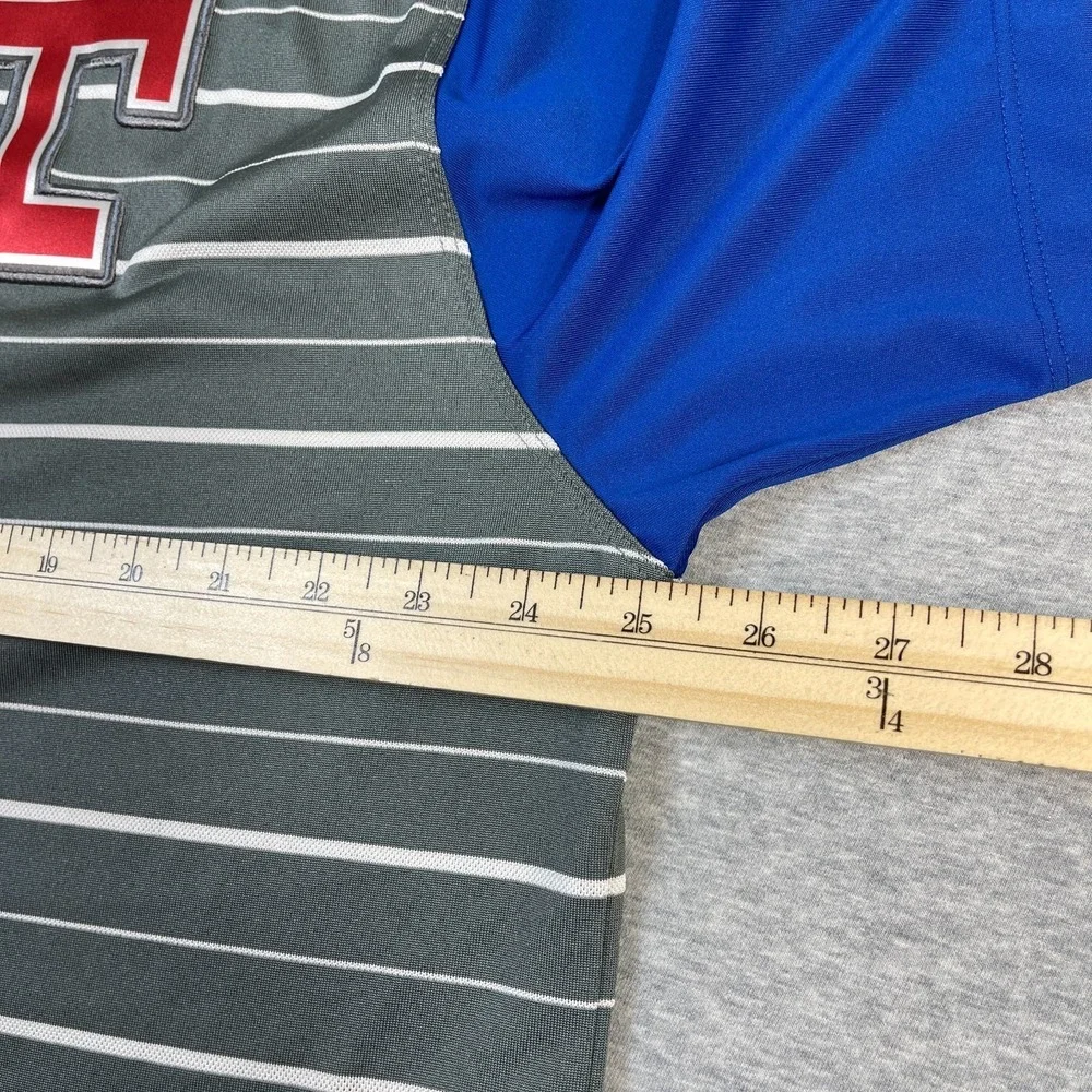 Nike Texas Rangers Polo Shirt Mens XL Grey Stripe Cooperstown Collection Dri-FIT